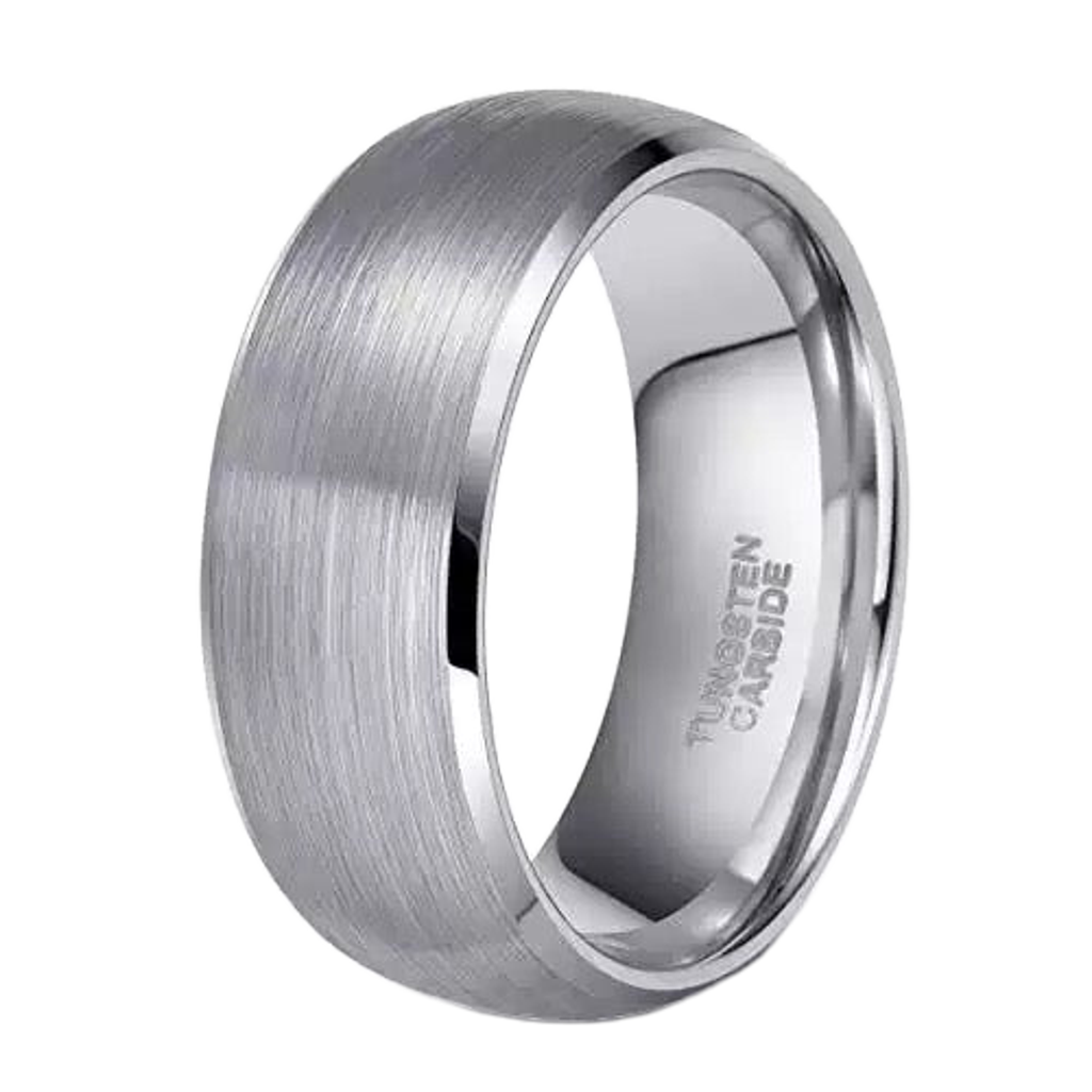 Rounded Silver Band Tungsten Carbide 8mm