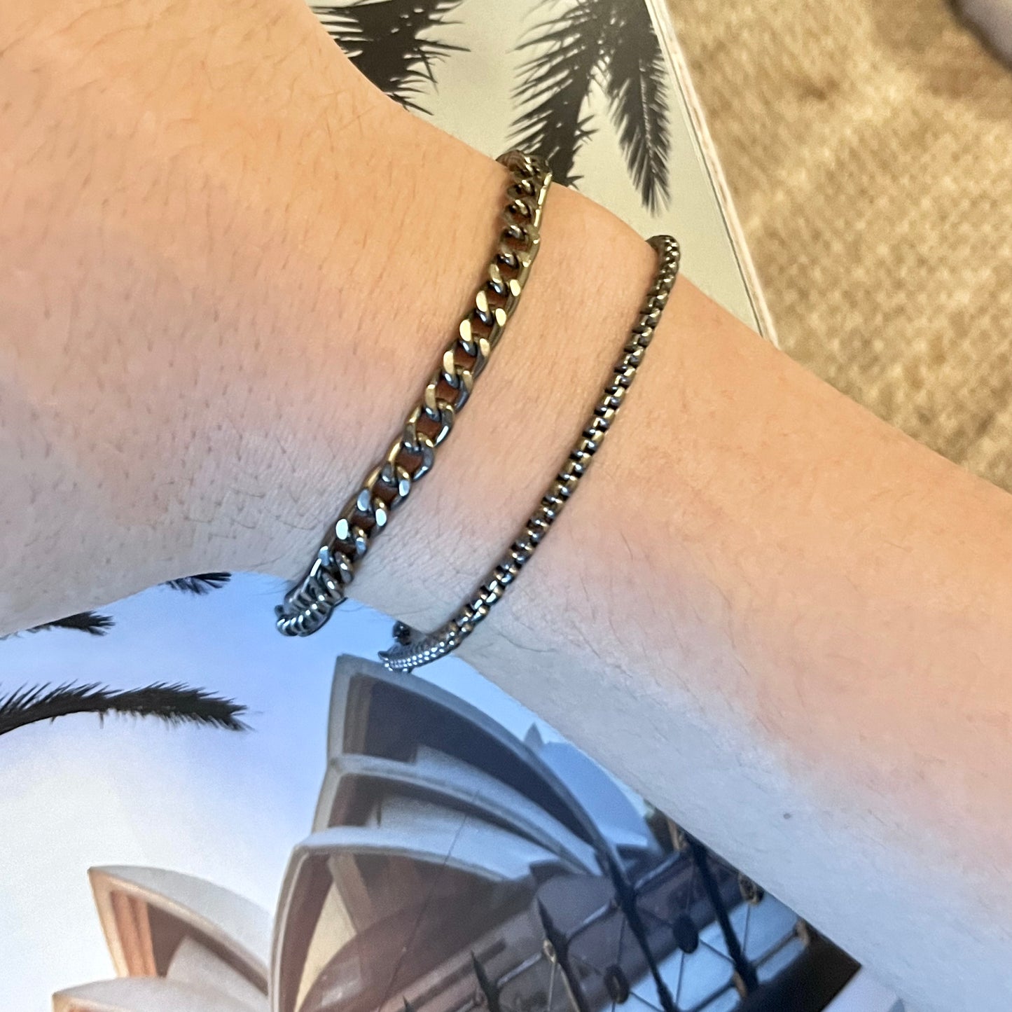 Titanium Bracelet Chain Set