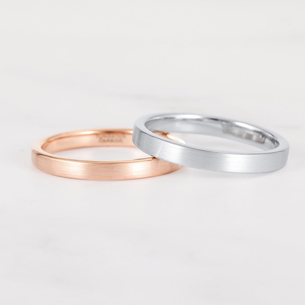 Brushed Flat Wedding Band Set Tungsten Carbide 5mm