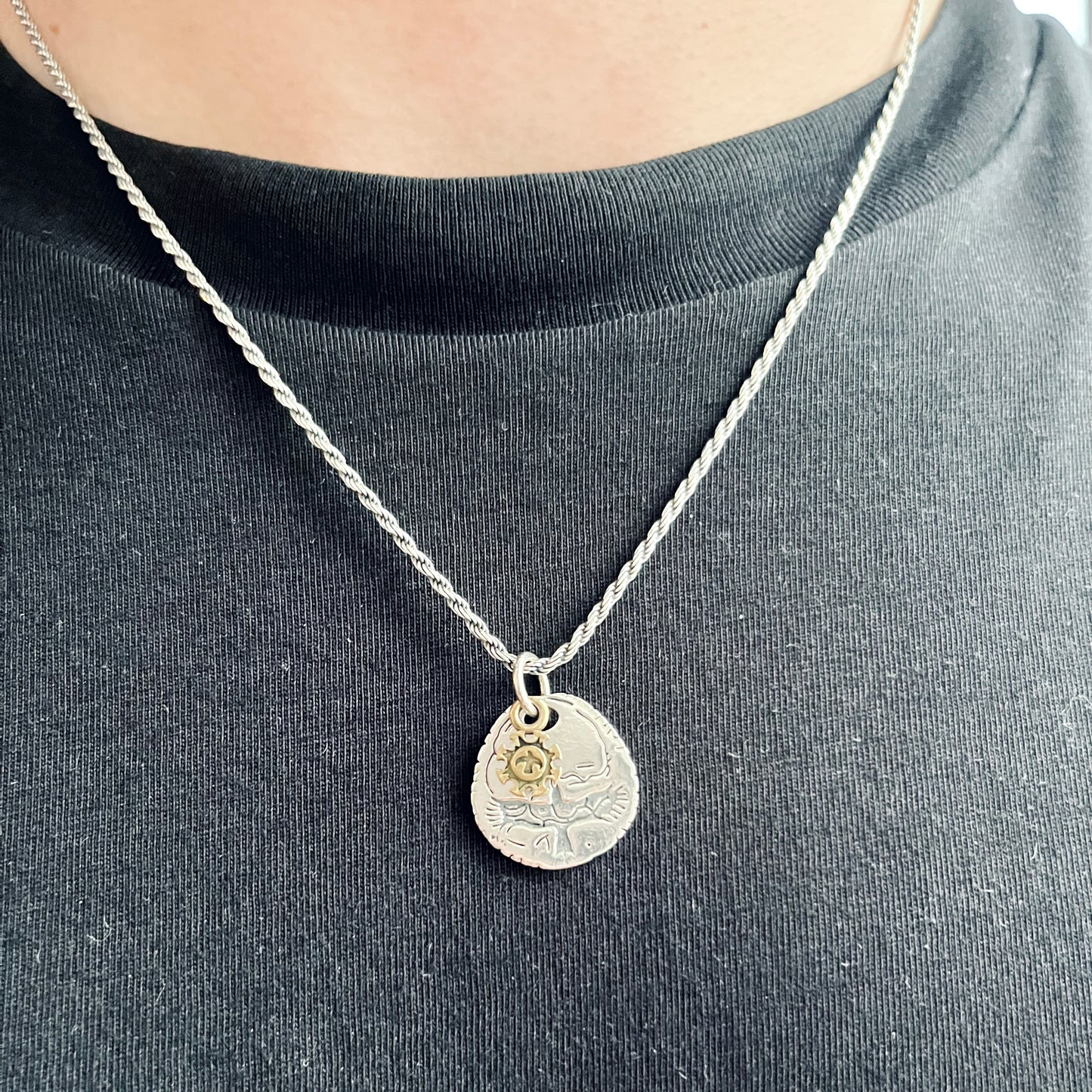 Oxidized Sterling Silver Rope Chain Necklace