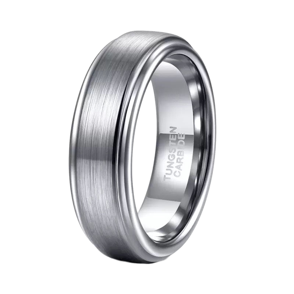 Stepped Silver Band Tungsten Carbide 6mm