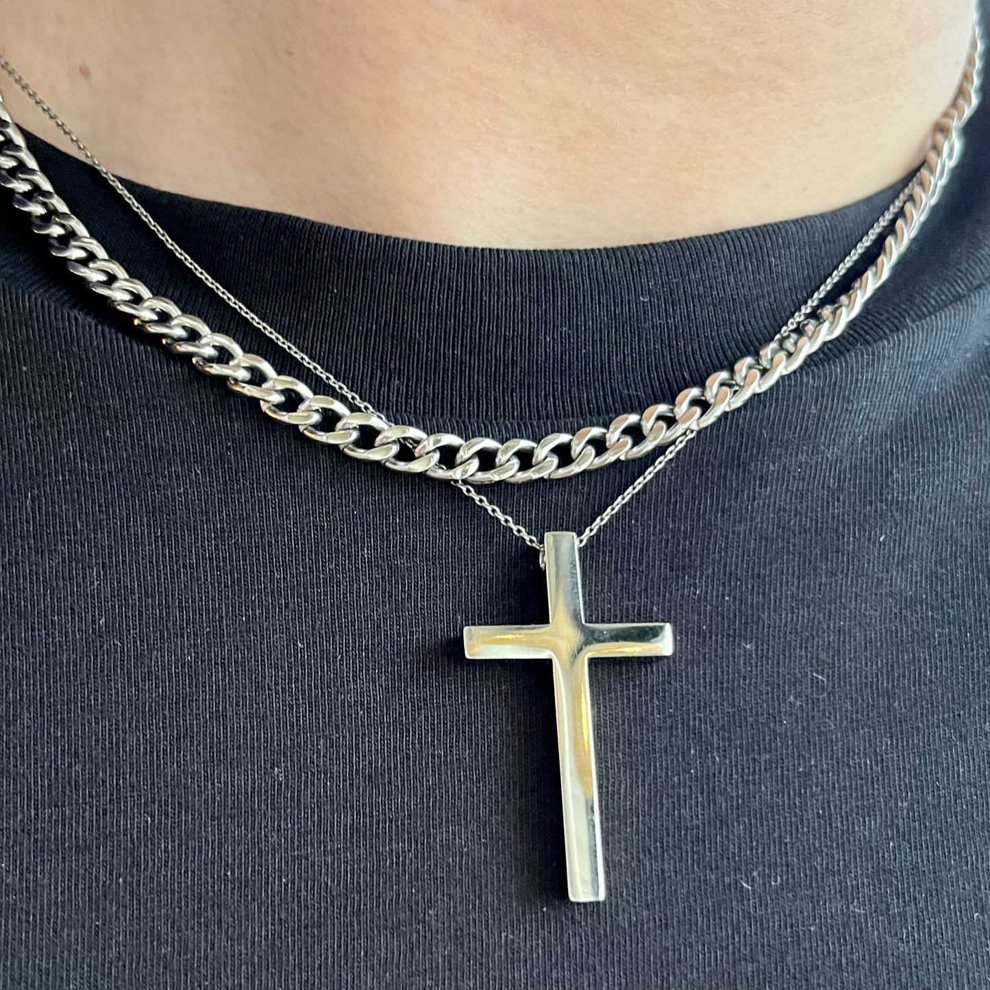 Titanium Cross Pendant Necklace