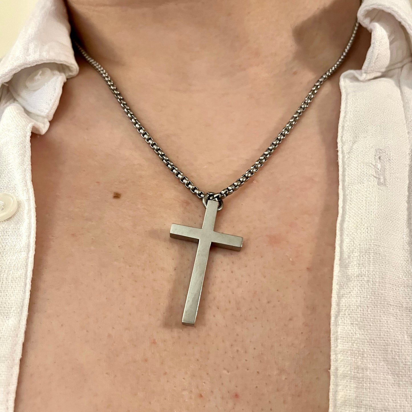 Titanium Cross Pendant Necklace