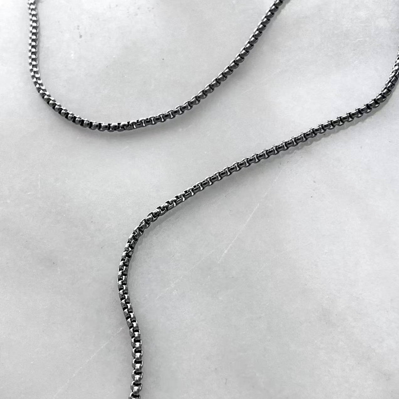 Titanium Round Box Chain Necklace