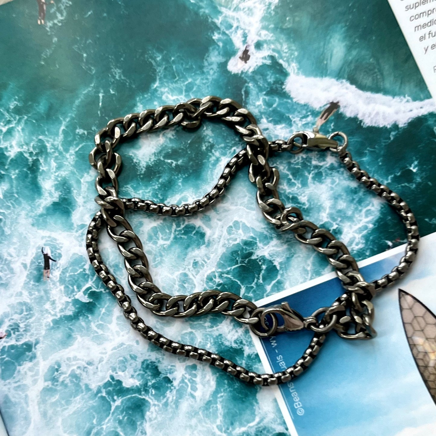 Titanium Bracelet Chain Set