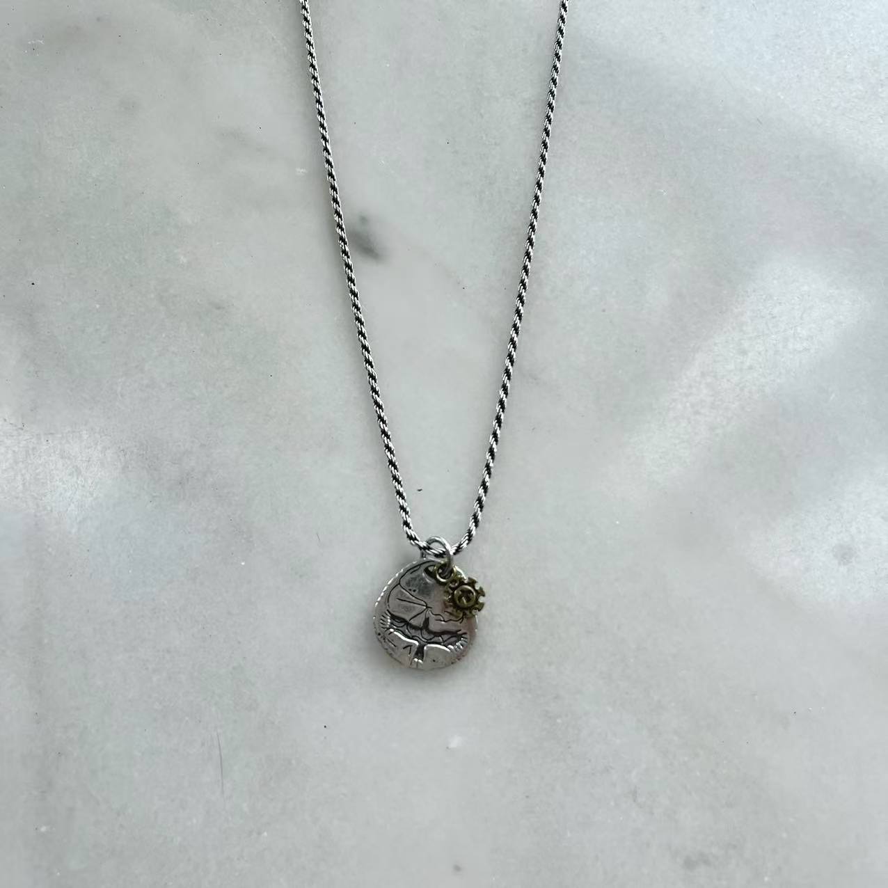 Oxidized Sterling Silver Rope Chain Necklace