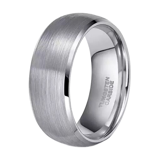 Rounded Silver Band Tungsten Carbide 8mm
