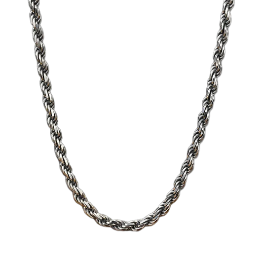 Oxidized Sterling Silver Rope Chain Necklace