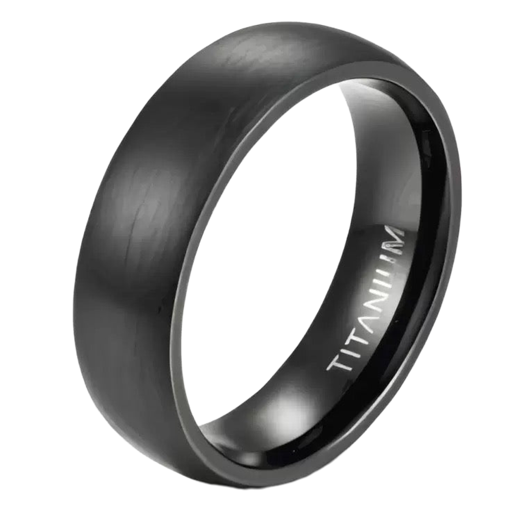 Titanium Engravable Black Band Ring