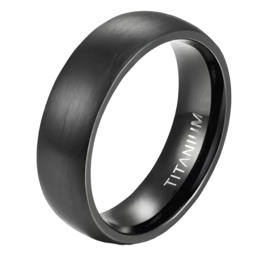 Titanium Engravable Black Band Ring