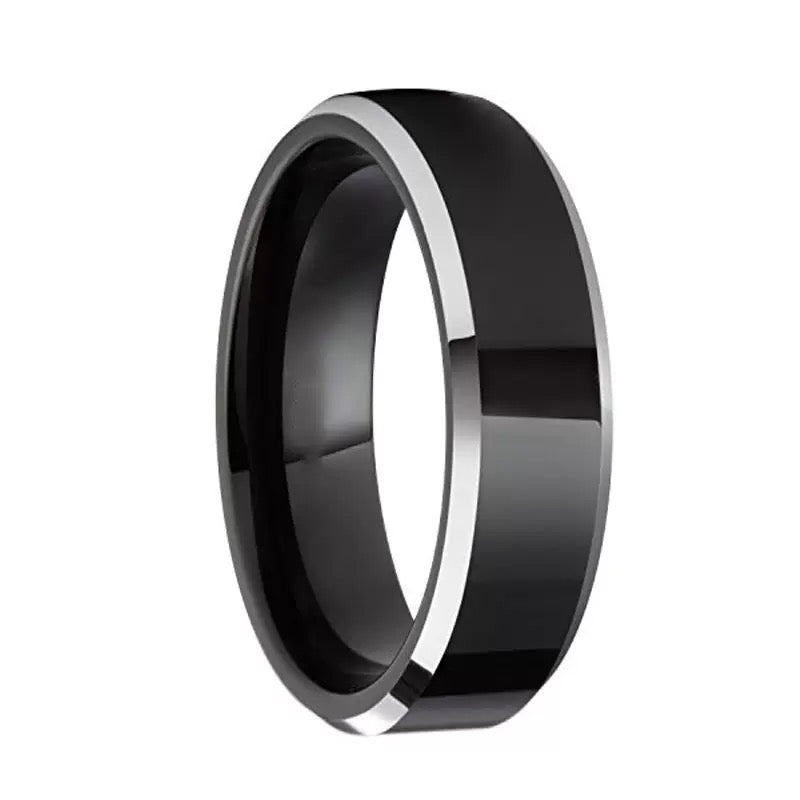 Titanium Engravable Black Band Ring