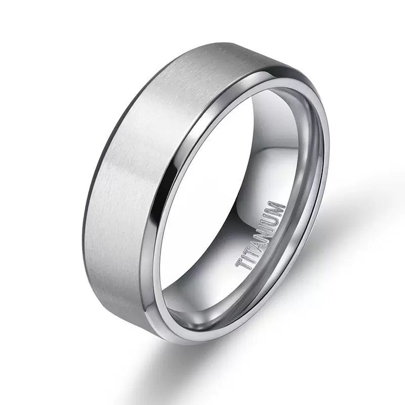 Titanium Engravable Black Band Ring