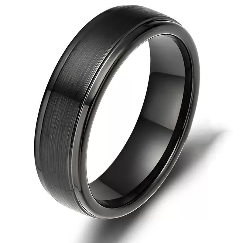 Titanium Engravable Black Band Ring