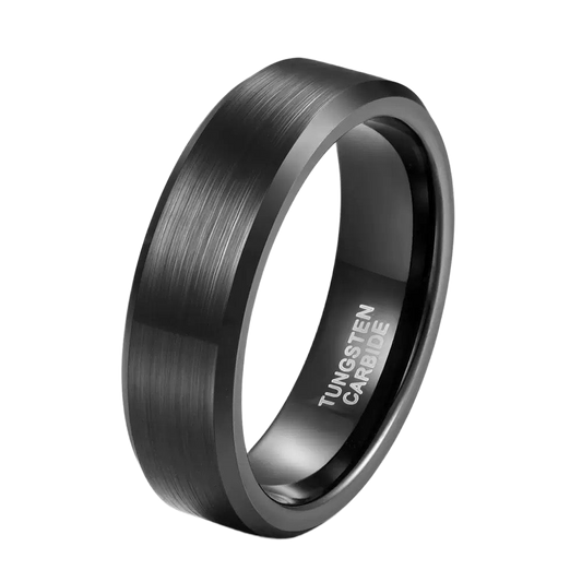 Beveled Black Band Tungsten Carbide 6mm
