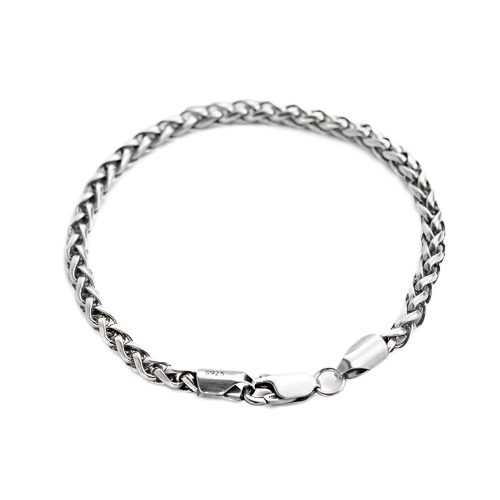 Oxidized Sterling Silver Wheat Chain Bracelet