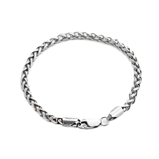 Oxidized Sterling Silver Wheat Chain Bracelet