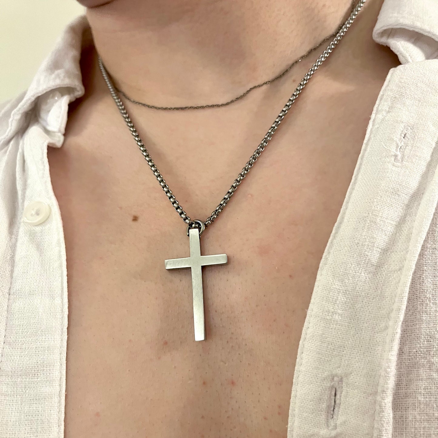 Titanium Cross Pendant Necklace
