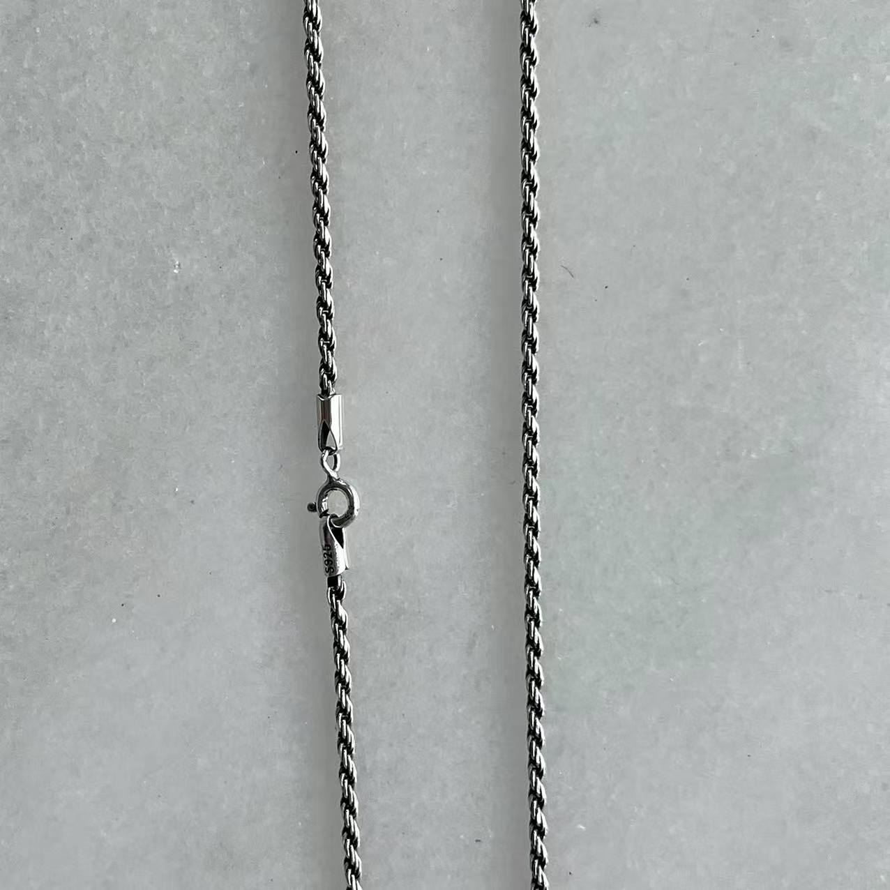 Oxidized Sterling Silver Rope Chain Necklace