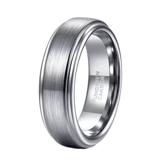 Stepped Silver Band Tungsten Carbide 6mm