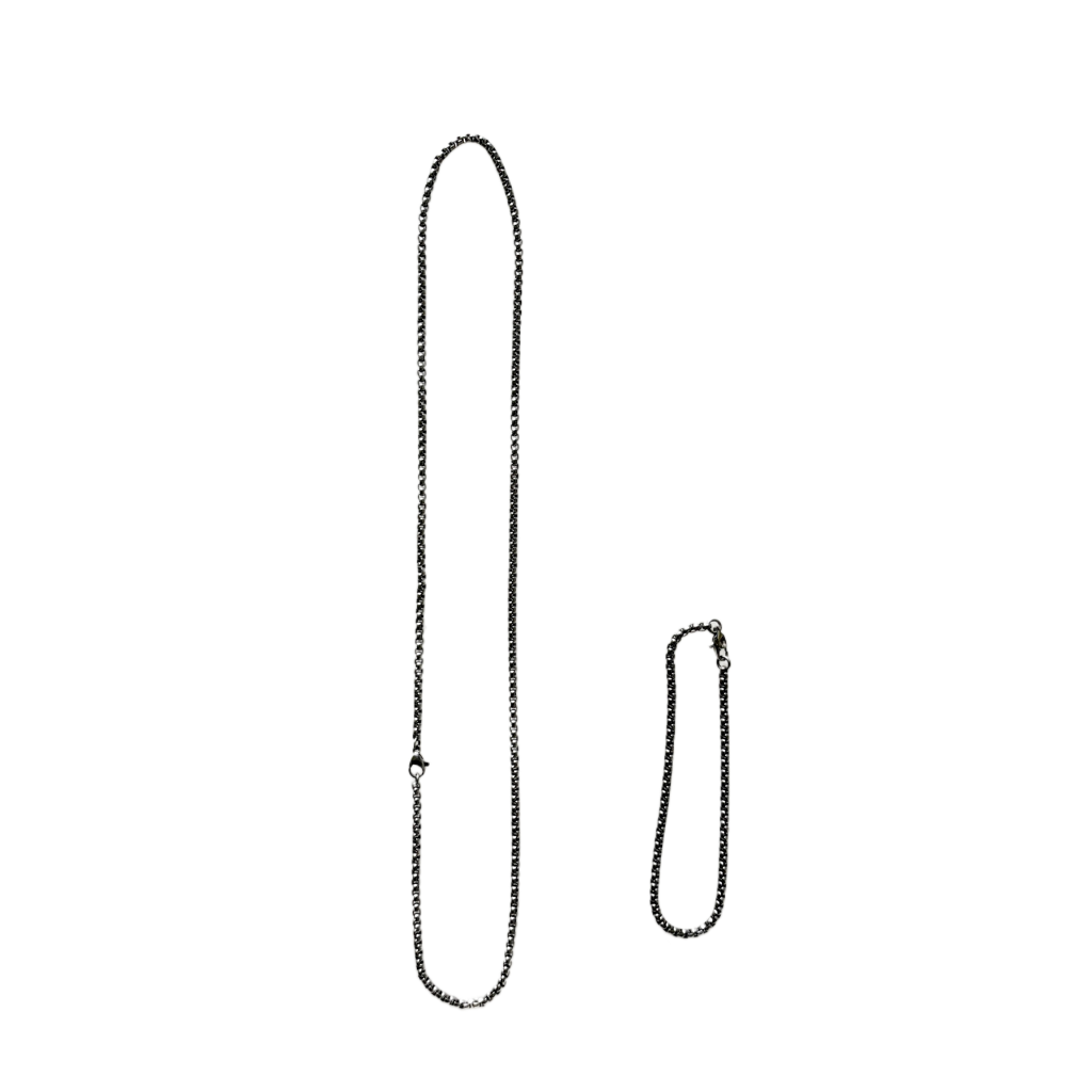Titanium Round Box Chain Gift Set