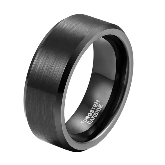 Beveled Black Band Tungsten Carbide 8mm